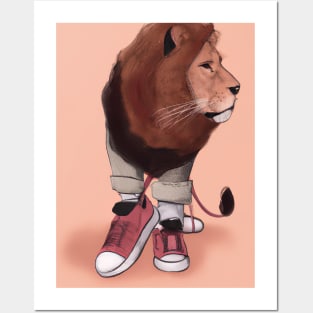 Lion wearing Sneakers Posters and Art